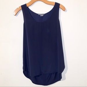 VINCE Navy Blue Sleeveless Blouse